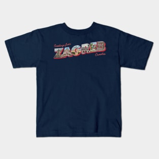 Greetings from Zagreb in Croatia Vintage style retro souvenir Kids T-Shirt